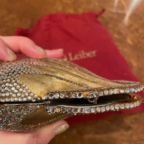 JUDITH LEIBER RARE “Chatelaine” Vintage Antique Gold Diamond Drop Shape Purse - Picture 13 of 13